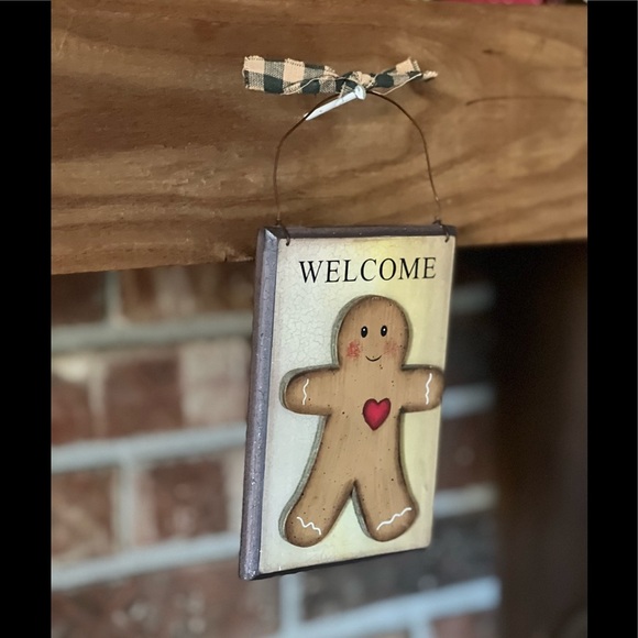 Rare Vintage Solid Wood Welcome Gingerbread Man - Picture 2 of 7